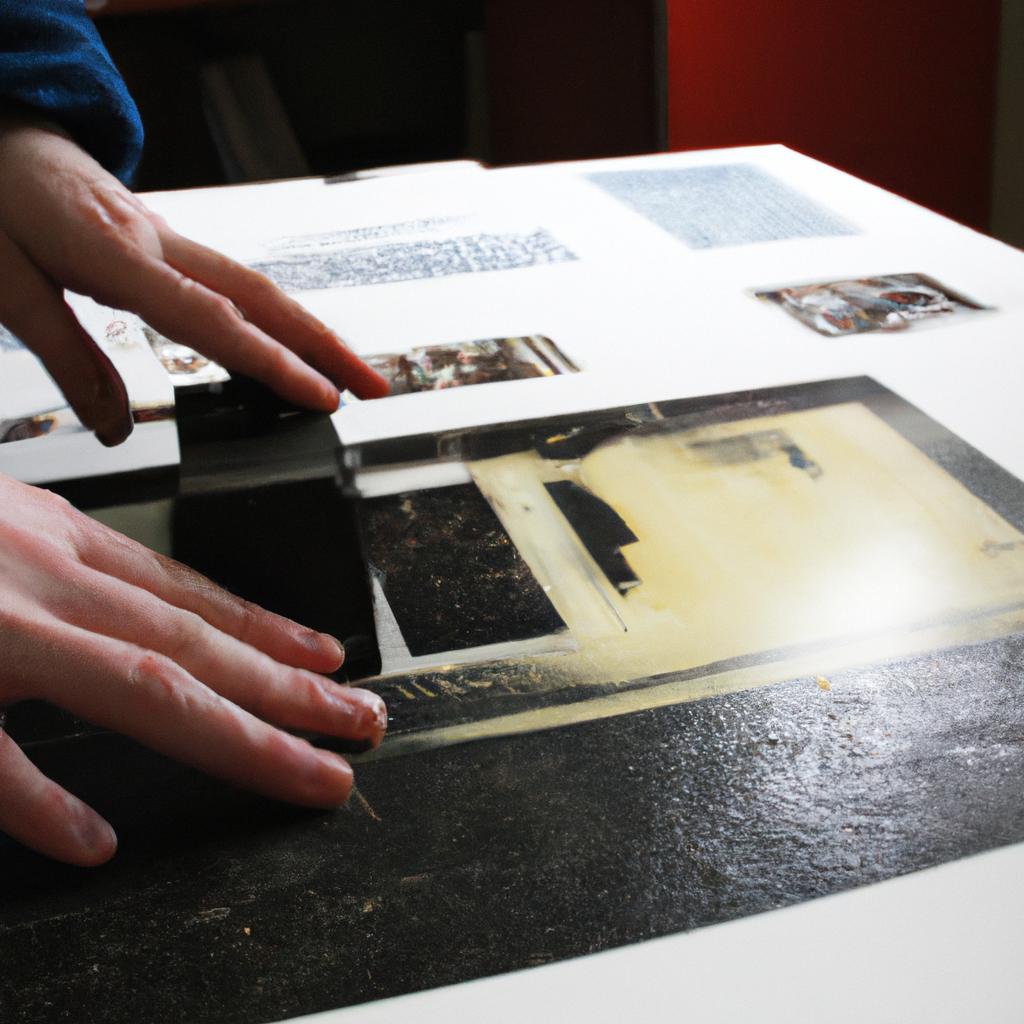 Person creating lithographic print